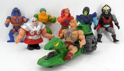 Vtg 1980s MOTU 8pc Lot: He-Man, Skeletor, Man-at Arms ,Hordak, BeastMan,Ram Man+