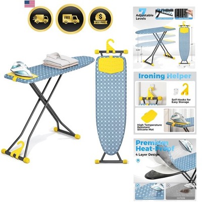 Ironing Board with Silicon Iron Mat, Heavy Duty Leg 13x43 Yellow