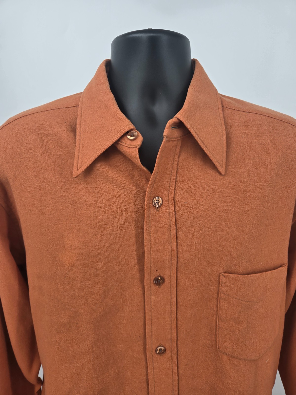Pendelton VTG Flannel Shirt XL Orange Virgin Wool Pockets 60's 70's RARE Men *