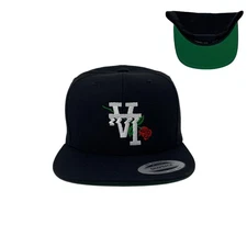 Los Angeles LA Wavy Upside Down Rose Snapback Hat