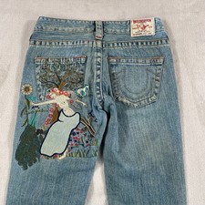 True Religion Bobby Embroidered Bootcut Flared Jeans Women 27 USA Made NWT 286