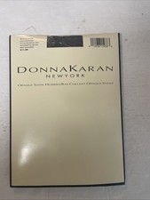 Donna Karan New York Opaque Satin Black Pantyhose Size Tall