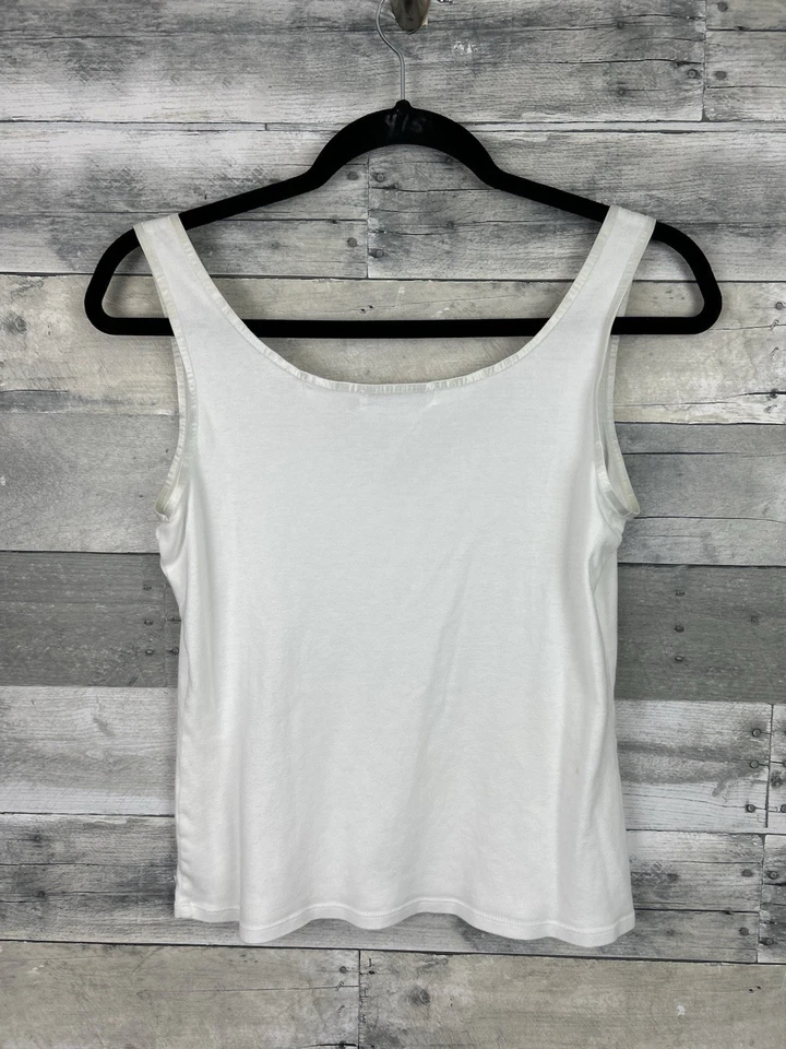 Lord & Taylor VTG Large Pima Cotton Sleeveless Blouse With Lace - Image 2 of 4