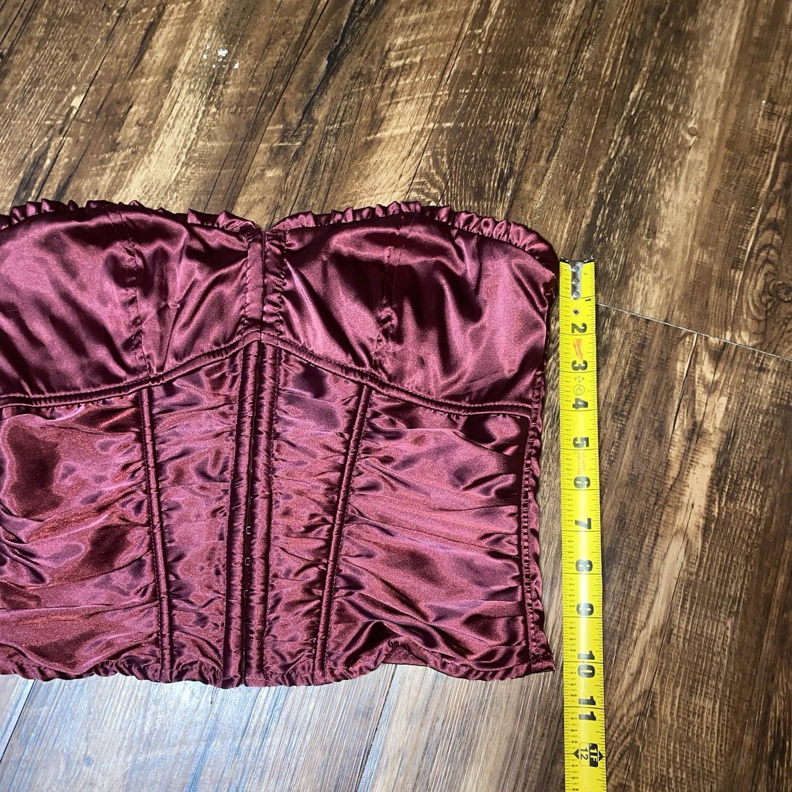 Superdown Medium Maroon Ruffle Corset Strapless T… - image 3