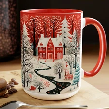 2025 Xmas Gift Winter Cottage Coffee Mug Holiday Gift
