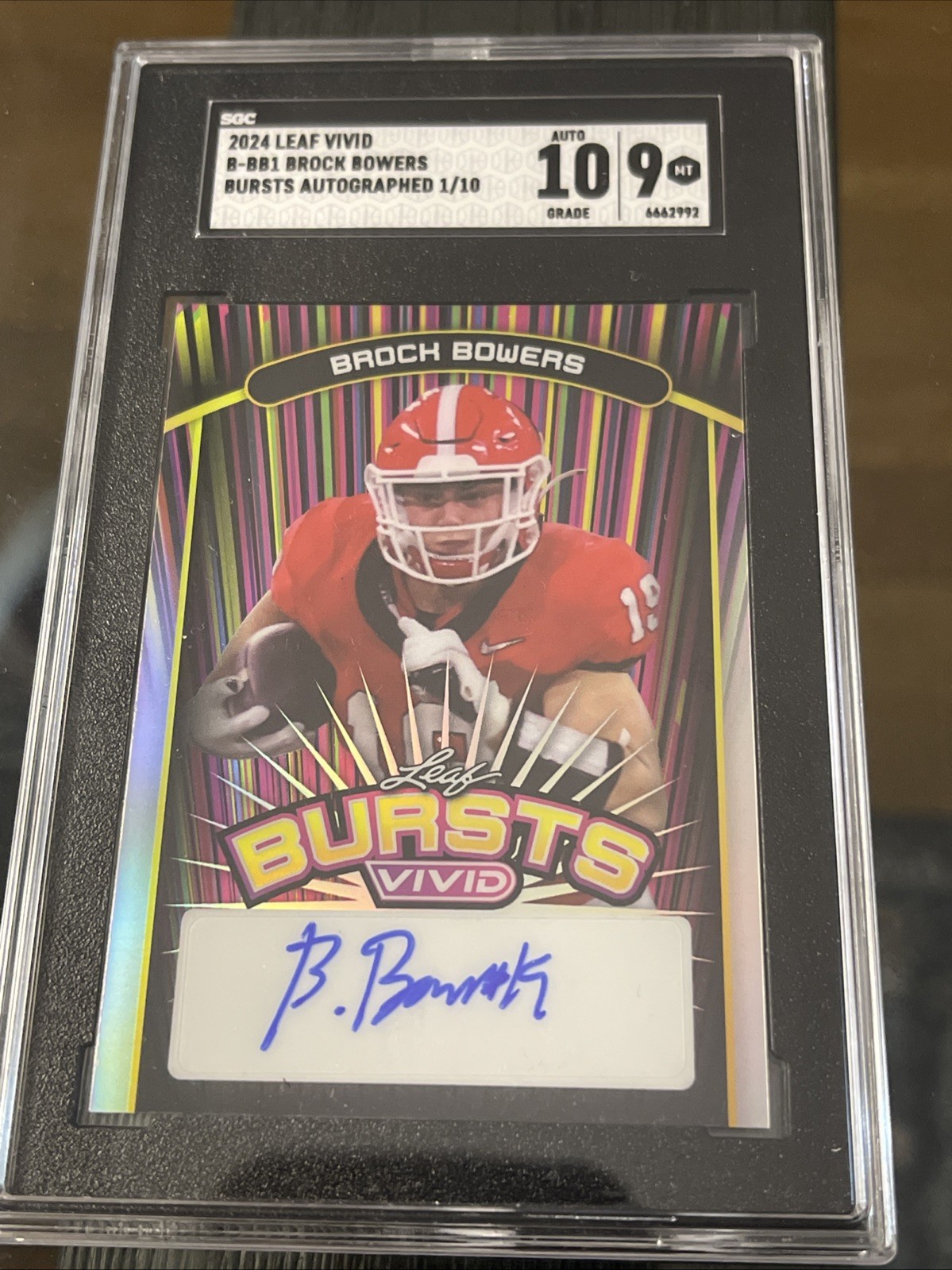 Brock Bowers Leaf Vivid Bursts Autographs #BBB1 Black Printing Plate 1/1