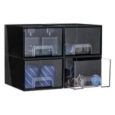 Black Small Stackable Storage Drawers, Cologne Organizer for Men,Plastic Cont...