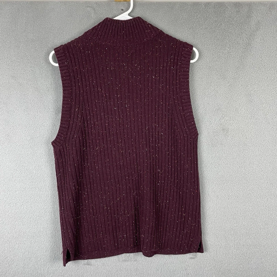 Talbots Sweater Vest Womens Size M Red 1/4 Zip Cotton Blend Casual Preppy - Image 2 of 4