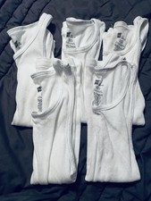 5 Hanes Boys White Tank Tops   Size Large