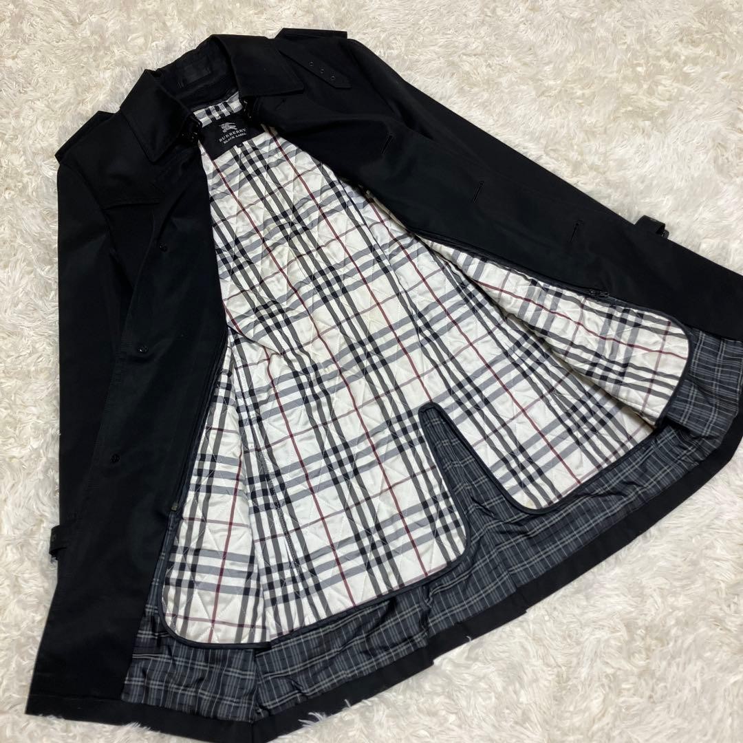 Burberry Black Label Trench Coat with Removable Liner Black Size M Vintage Men's thumbnail 4