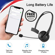 Trucker Bluetooth 5.3 Wireless Headset With Noise Cancelling Mic For Phones PC