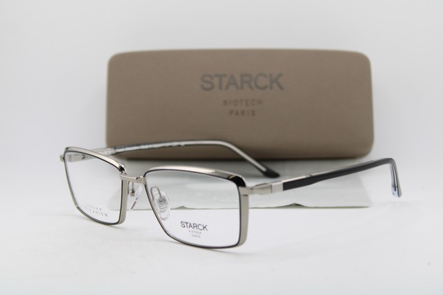 NEW STARCK EYES SH2071T 0005 SILVER BLACK AUTHENTIC FRAMES EYEGLASSES 56-17