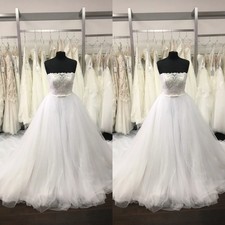 Classic Wedding Dresses Strapless Lace Applique White Ivory Tulle Bridal Gowns