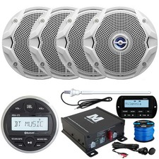 JBL PRV175 Boat Receiver, Remote, 4 6.5" Speaker, Amp, Accessories