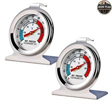 Refrigerator Freezer Thermometer 2 Pack Large Dial Analog Stainless Steel