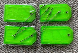 4 Luggage Tags 4 1/2" X 2 1/2" Neon Green Silicone
