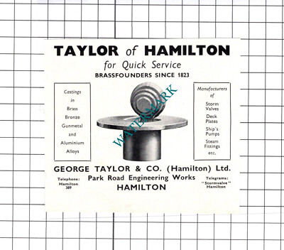 George Taylor & Co Hamilton Ltd Park Straßenbau - ca. 1957 KLEINE ANZEIGE