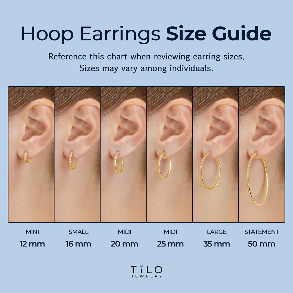 Pendientes de aro criollos redondos pulidos brillantes de oro blanco macizo real de 14K todos los tamaños Foto 3 de 4