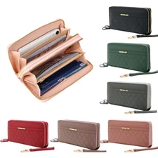 Women's Leather Purse Large Capacity Zipper Clutch Bag ID Card Bag Wallet Gift