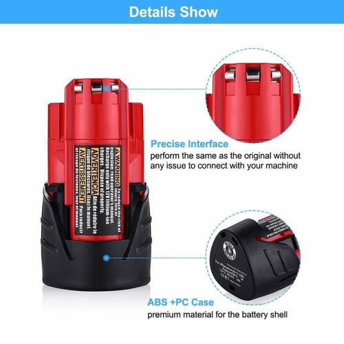 4PCS 12V 3.5Ah Li-ion Battery fit for Milwaukee M12, 48-11-2401, 48-11-2402 - Picture 3 of 13