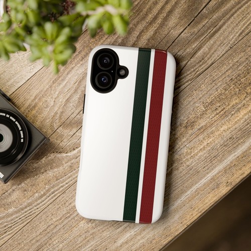 White Tough Case For iPhone 16, Red Green Stripes Design Glossy or Matte - Picture 38 of 270