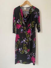 Kim Co Dress Medium Black Knee Length Jersey Stretch Ruche V Neck