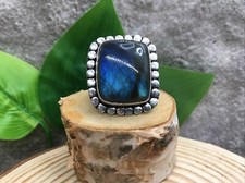 Labradorite Handmade Gemstone Ring 925 Silver Plated Free Ship Size 8 New 6426