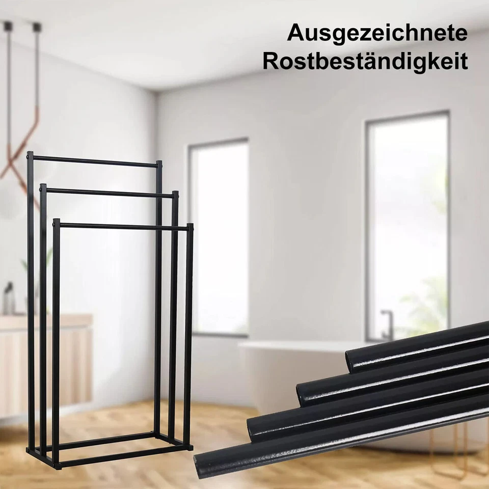 Handtuchhalter Stehend Handtuchständer Badetuchhalter mit 3 Handtuchstangen DE - Bild 4 von 4