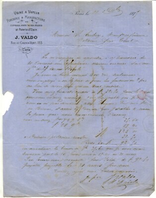 Lettre Ancienne – Paris Pour Bellevue Près De Toul – 1874 – Courrier D'époque