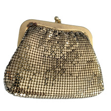 Vintage Small Metallic Gold Mesh Evening Coin Purse Clutch