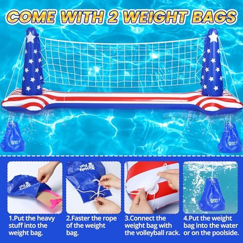 Inflatable Water Volleyball Net for Pool & Basketball Hoops, 4th of