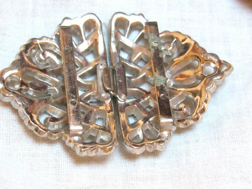 Vintage Large 2-Part Rhinestone Belt Buckle Great! - Picture 3 of 7