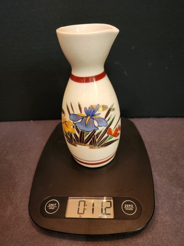Collezione Asahi Sato Gordon ~ Sake Cruet iridi selvatiche dipinte a mano ~ Vaso ~ Giappone - Foto 6 di 8
