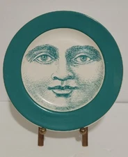 Vintage Primitive Artisan Plate RARE Moon Face 8"
