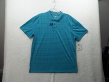 Saddlebred Mens Green Check Polyester Polo Shirt Size L NWT