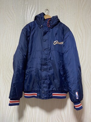 CLEVELAND CAVALIERS BASKETBALL PUFFER JACKET CHAMPION sz L MEN BIG LOGO 