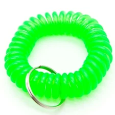 WHOLESALE 12 24 50 100 PCS SPIRAL WRIST COIL KEY CHAIN KEY RING HOLDER GREEN
