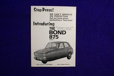 BOND CARS LTD  875 MK 2  3 WHEEL  ADVERTISING SALES BROCHURE FLYER
