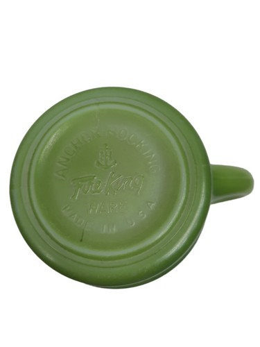 Vintage Anchor Hocking Fire King Avocado Green Stackable Coffee Mug D Handle - Picture 4 of 6