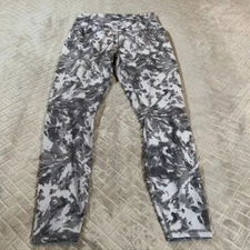 One Step Up Womens M Athletic Leggings Gray White Mid Rise Cross Front Ankle