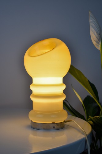 Rare Vtg Space Age Table Lamp Ashtray 70s Dragan Drobnjak Blown Glass Yugoslavia - Picture 14 of 14