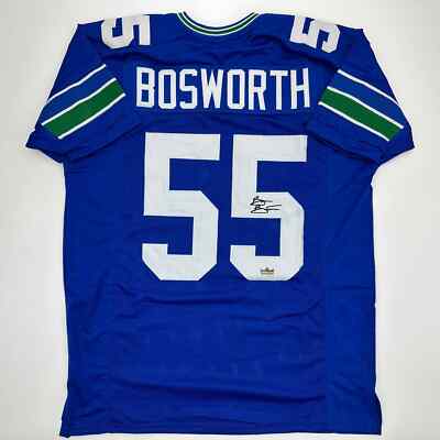 Facsimile Autographed Brian Bosworth Seattle Blue Reprint Jersey Size Men's XL