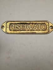 TARGA TARGHETTA ARREDAMENTO OTTONE RISERVATO 13x3.5 cm