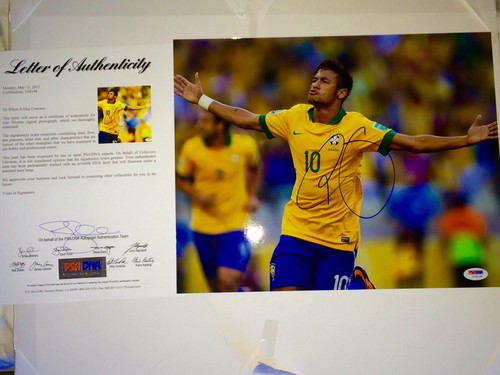 Neymar da Silva Santos Jr Hand Signed 11x14 Photo Brazil Olympics Gold PSA DNA - Picture 2 of 3