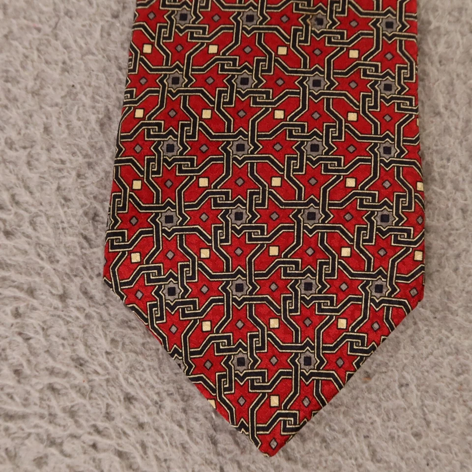 Corbata Gant Rojo Azul Entrelazado Geométrica 100% Seda Edición Limitada 3.75" Foto 2 de 4
