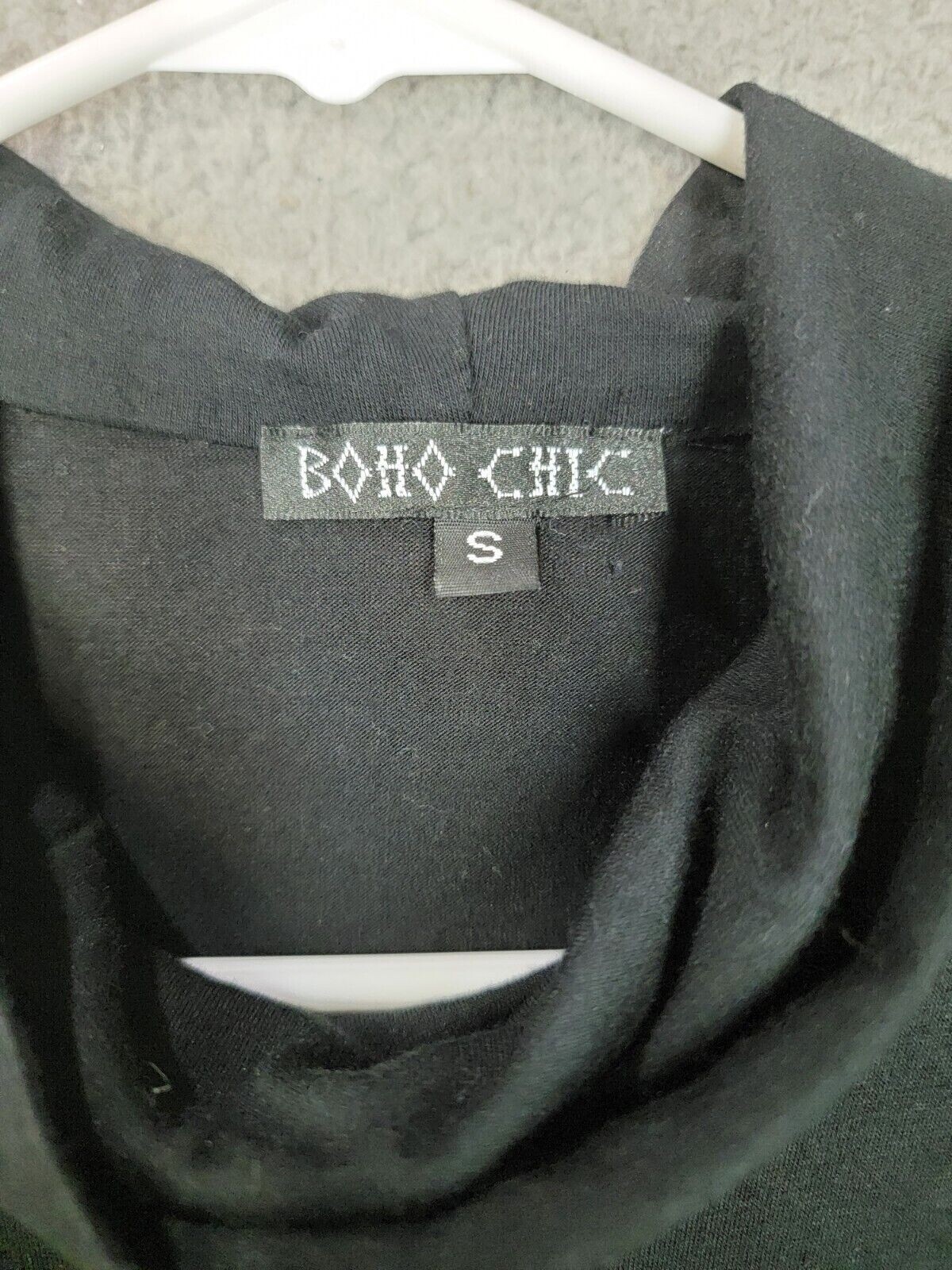 Boho Top Small Patchwork Tunic Black Grey Zip Acc… - image 5