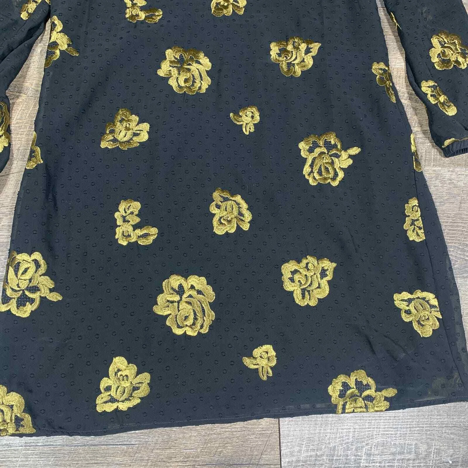 VETEMENTS Abito donna Cabi Swiss Dot taglia small nero oro floreale ricamato foderato 3697