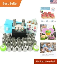 Premium Cake Decorating Set - 29 Piece Russian Nozzle Kit with Gift Box & Manual
