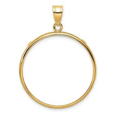14k Polished Prong Coin Bezel Pendant Charm Holds Several Sizes