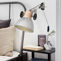Wandleuchte Wandlampe Wandstrahler Holz Spotlampe Leseleuchte Verstellbar Silber